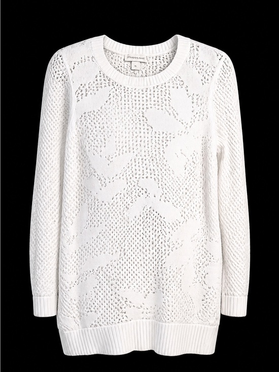 Christopher & Banks Sweaters - Christopher & Banks White Open-Knit Crew Sweater